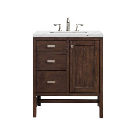 James Martin Vanities Addison 30in Single Vanity, Mid-Century Acacia w/ 3 CM Ethereal Noctis Quartz Top E444-V30-MCA-3ENC